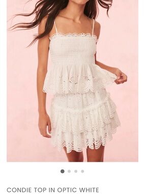 LoveShackFancy Optic White Eyelet Condie Top